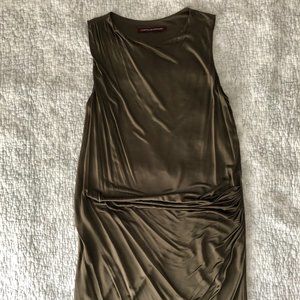 Comptoir des Cotonniers Olive Green Draped Dress
